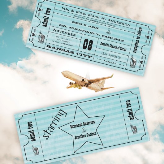  moderne typografie Ticket Wedding Invite Kaart