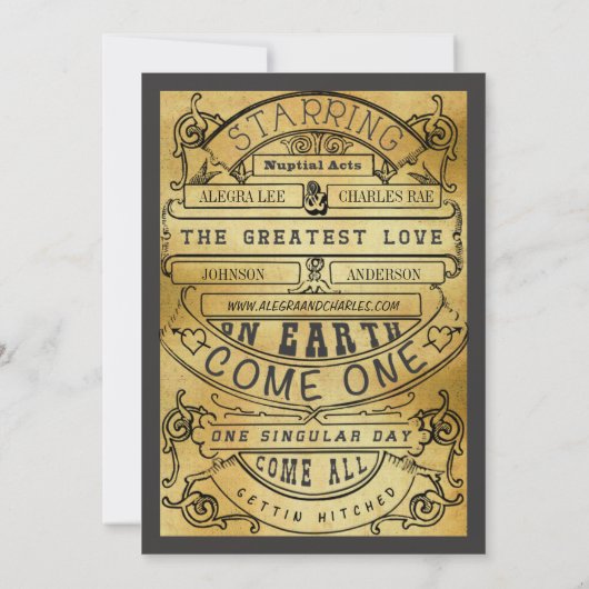  moderne typografie Ticket Wedding Invite Kaart (Achterkant)