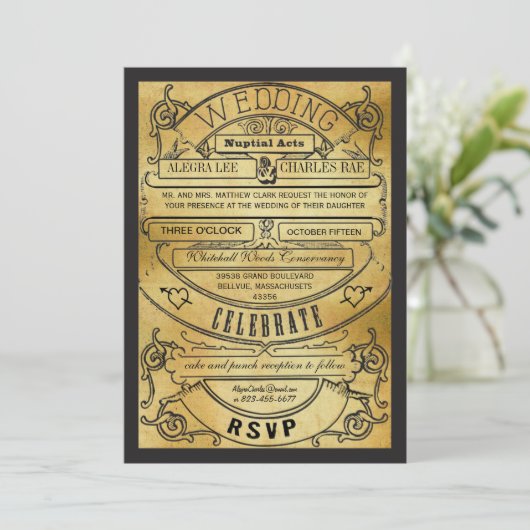  moderne typografie Ticket Wedding Invite Kaart (Staand voorkant)