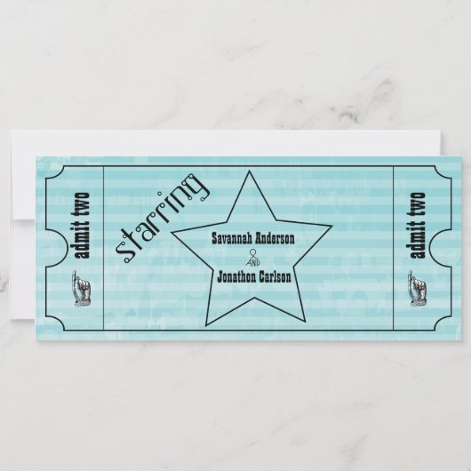  moderne typografie Ticket Wedding Invite Kaart (Achterkant)