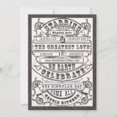 moderne typografie Ticket Wedding Invite Kaart (Achterkant)