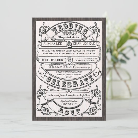  moderne typografie Ticket Wedding Invite Kaart (Staand voorkant)
