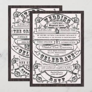  moderne typografie Ticket Wedding Invite Kaart