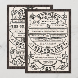  moderne typografie Ticket Wedding Invite Kaart