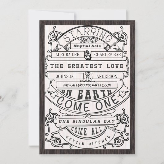 moderne typografie Ticket Wedding Invite Kaart (Achterkant)