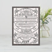  moderne typografie Ticket Wedding Invite Kaart (Staand voorkant)