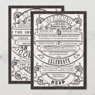  moderne typografie Ticket Wedding Invite Kaart