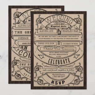  moderne typografie Ticket Wedding Invite Kaart