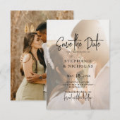 Moderne typografie Transparante foto Bruiloft Save The Date (Voorkant / Achterkant)