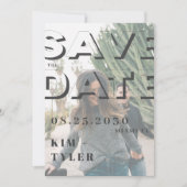 Moderne typografie, transparante foto save the date (Voorkant)
