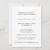 Moderne typografie, transparante foto save the date (Achterkant)