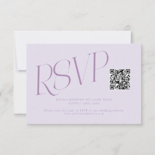 Moderne typografie Trouw QR Code Lila RSVP Kaartje