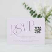 Moderne typografie Trouw QR Code Lila RSVP Kaartje (Staand voorkant)