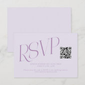 Moderne typografie Trouw QR Code Lila RSVP Kaartje (Voorkant / Achterkant)