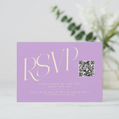 Moderne typografie Trouw-QR-code Wisteria RSVP Kaartje (Staand voorkant)