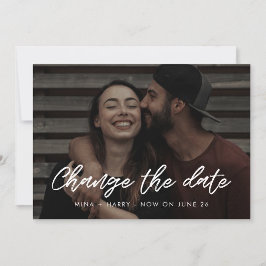 Moderne typografie trouwdatum wijzigen aankondiging (Voorkant)