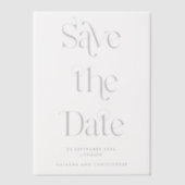 Moderne Typografie Trouwen Save the Date Overlay Vellum Uitnodigingen (Voorkant)