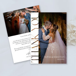 Moderne typografie trouwfoto bedankkaart