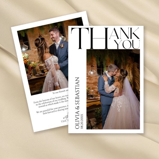 Moderne Typografie Trouwfoto Bedankkaart