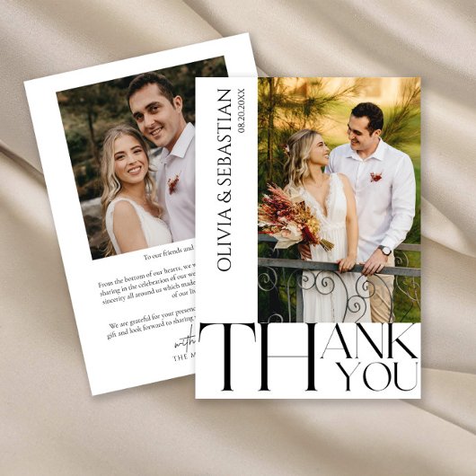 Moderne Typografie Trouwfoto Bedankkaart