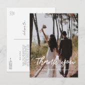 Moderne typografie trouwfoto bedankt briefkaart (Voorkant / Achterkant)