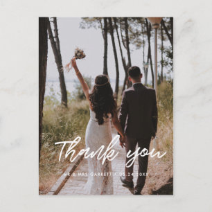 Moderne typografie trouwfoto bedankt briefkaart