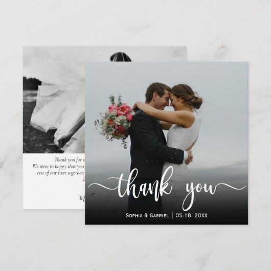 Moderne Typografie Trouwfoto Dank u kaart (Voorkant / Achterkant)