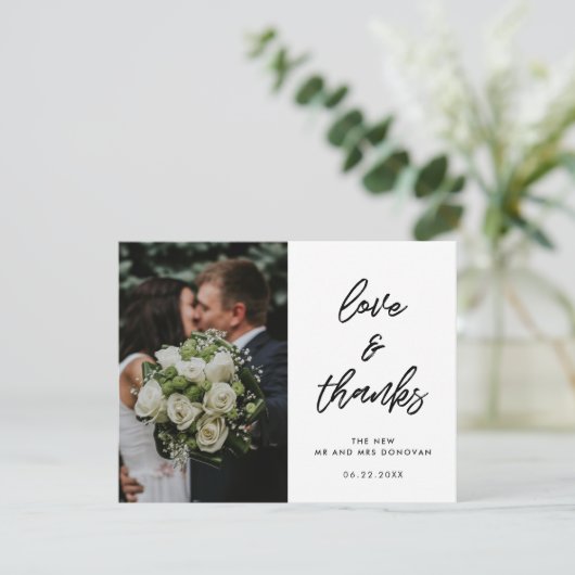 Moderne typografie trouwfoto liefde en bedankt (Staand voorkant)
