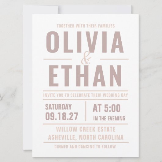 Moderne typografie trouwkaart (Voorkant)