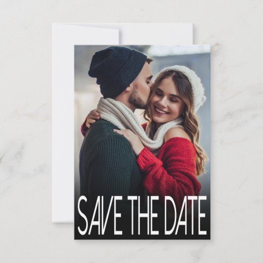 Moderne typografie twee foto save the date kaart (Voorkant)