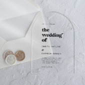 Moderne typografie Unieke  retro bruiloft Acryl Uitnodigingen