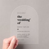 Moderne typografie Unieke  retro bruiloft Acryl Uitnodigingen (Insitu (Draagbaar))