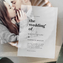 Moderne typografie Unieke  retro bruiloft Vellum Uitnodigingen