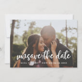 Moderne typografie Unsave the date photocard Aankondiging (Voorkant)