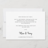 Moderne typografie Unsave the date photocard Aankondiging (Achterkant)