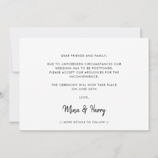 Moderne typografie Unsave the date photocard Aankondiging (Achterkant)