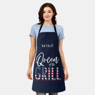 Moderne typografie usa bbq grill koningin schort