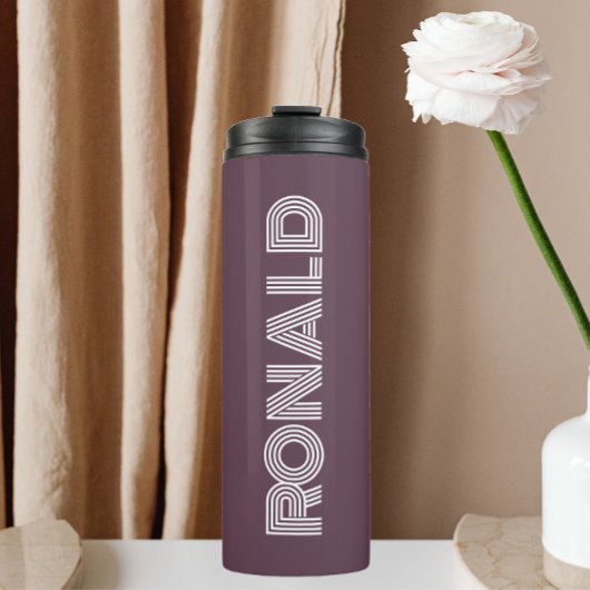 Moderne typografie van aubergine personaliseren thermosbeker