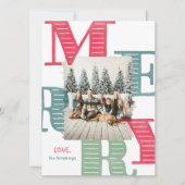 Moderne typografie van één foto-Waterverf Feestdagenkaart (Voorkant)