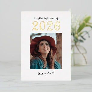 Moderne typografie vet 2026 foto afstuderen  folie uitnodiging