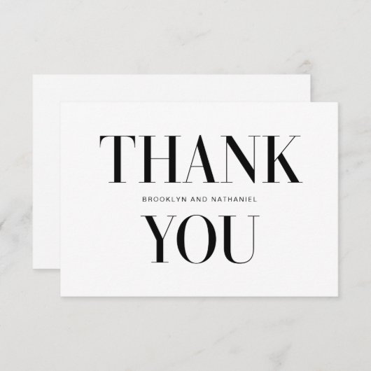 Moderne typografie vette bedankkaart (Voorkant / Achterkant)