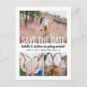 Moderne Typografie Vier Foto Wedding Save the Date Aankondigingskaart (Voorkant)