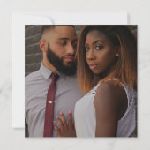 Moderne Typografie Vierkant Foto Zwart Bruiloft Kaart (Achterkant)