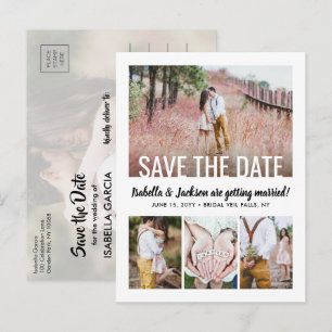 Moderne Typografie Vijf Fotobruiloft sparen de Dat Aankondigingskaart