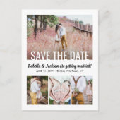 Moderne Typografie Vijf Fotobruiloft sparen de Dat Aankondigingskaart (Voorkant)