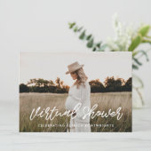 Moderne typografie Virtual Baby shower foto Kaart (Staand voorkant)