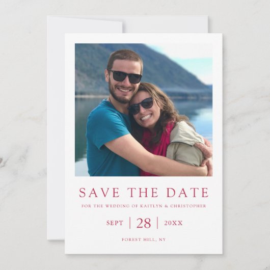 Moderne Typografie Viva Magenta Minimaliserende fo Save The Date (Voorkant)