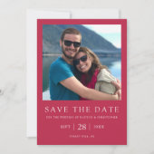 Moderne Typografie Viva Magenta Minimaliserende fo Save The Date (Voorkant)
