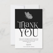 Moderne Typografie Vlinder Bruidsdouche Dank u Kaart (Voorkant)