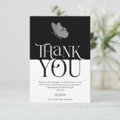 Moderne Typografie Vlinder Bruidsdouche Dank u Kaart (Staand voorkant)